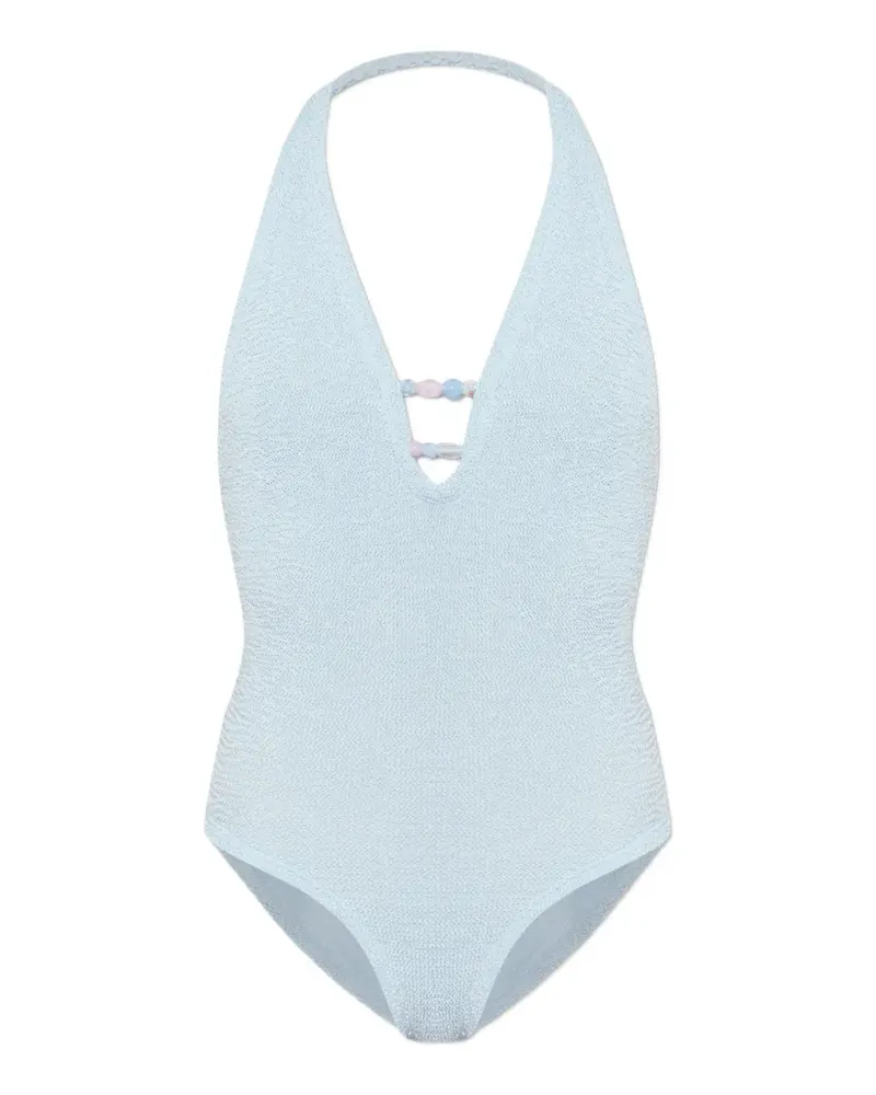 Hunza G Adriana beaded crinkle swimsuit - Blau Blau