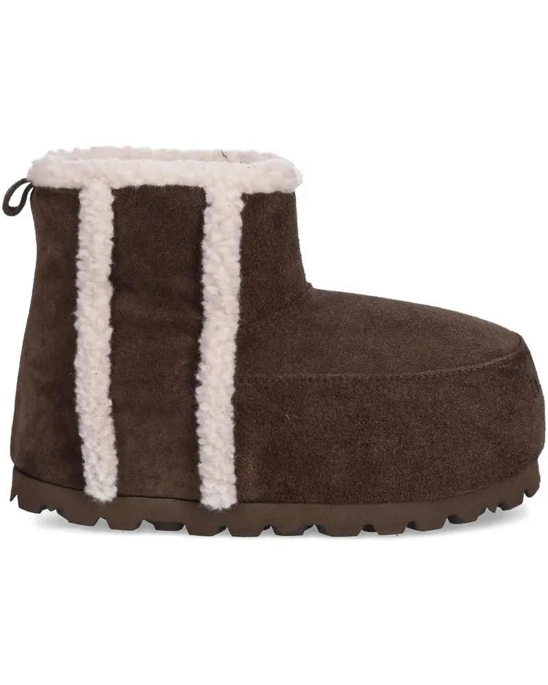 INUIKII Chunky fleece-lining panelled boots - Braun Braun
