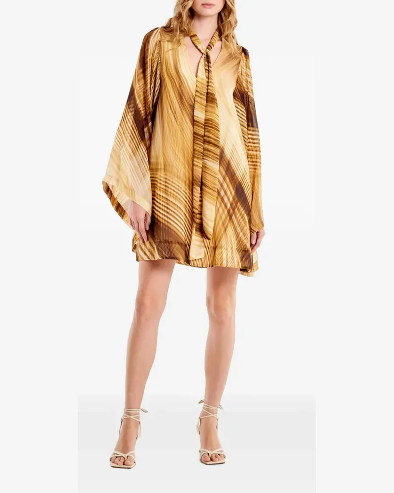 VICOLO abstract-print pussy-bow mini dress - Braun Braun