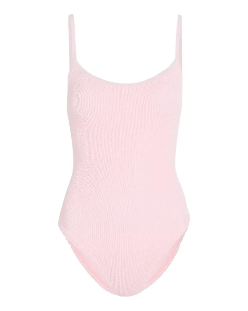 Hunza G Badeanzug mit Knitteroptik - Rosa Rosa