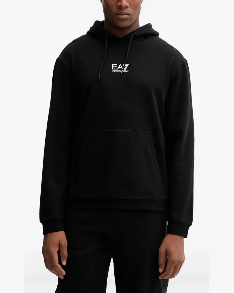 EA7 graphic-print drawstring hoodie - Schwarz Schwarz