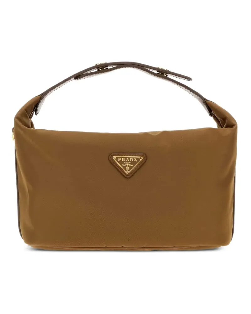 Prada Chérie Mini-Tasche mit Logo-Schild - Braun Braun