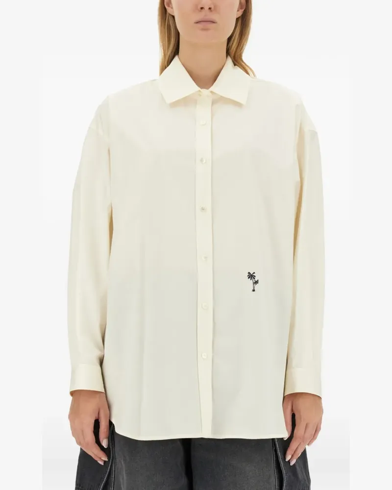 Palm Angels logo-embroidered buttoned shirt - Nude Nude
