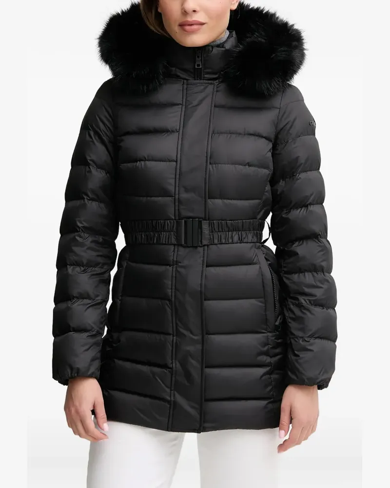 Geox Catria hooded belted coat - Schwarz Schwarz
