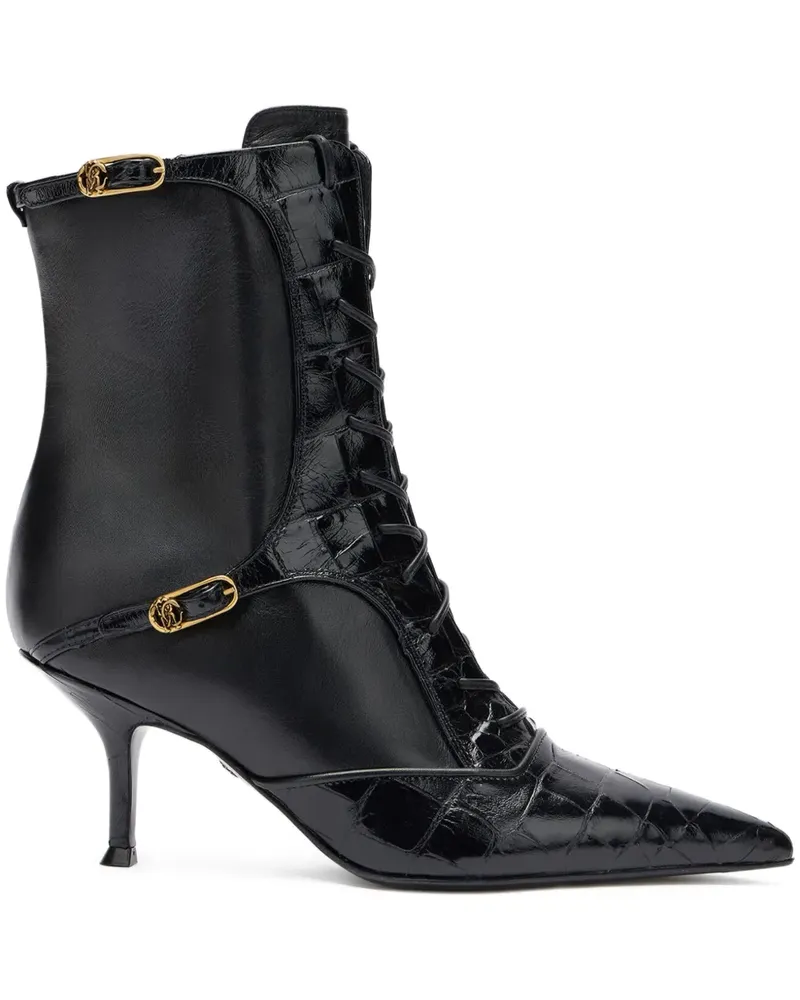 Roberto Cavalli Schnürstiefel mit Kroko-Effekt - Schwarz Schwarz