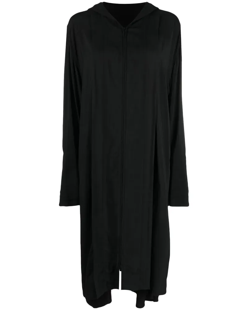 Yohji Yamamoto Asymmetrischer Kapuzenmantel - Schwarz Schwarz