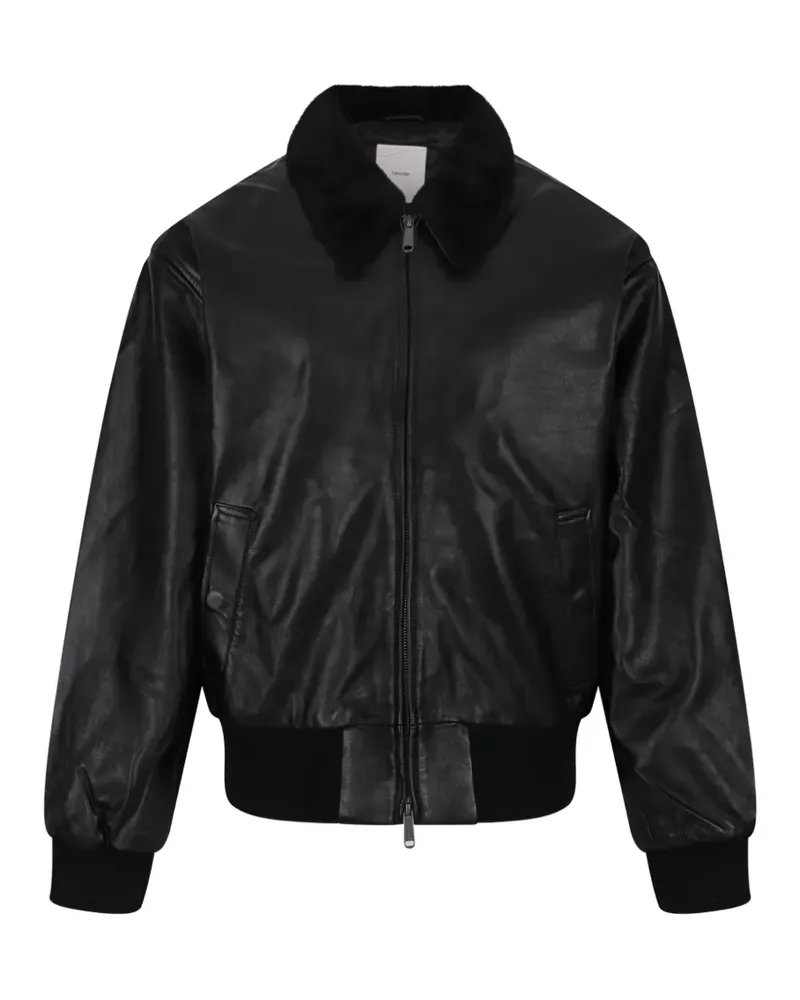 Calvin Klein fur-collar leather jacket - Schwarz Schwarz
