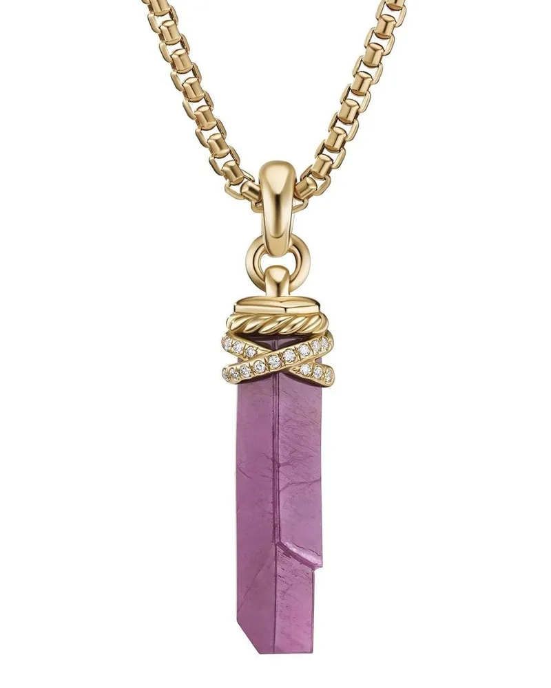 David Yurman 18kt Wrapped Crystal Gelbgoldamulett mit Diamanten (46mm Gold