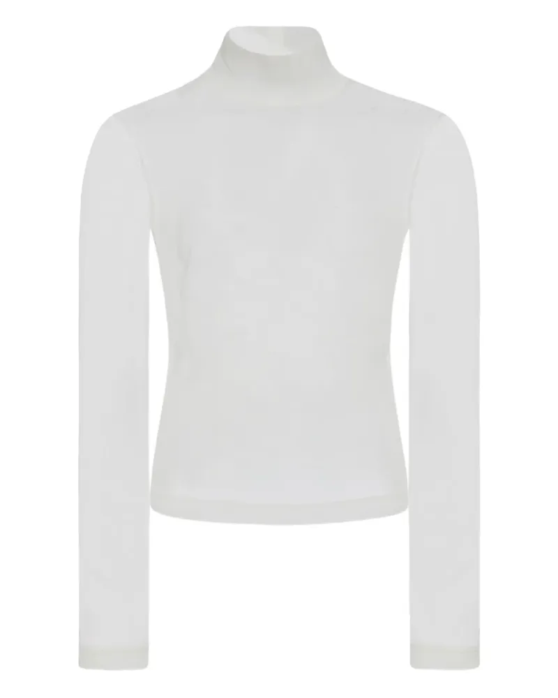 Rosetta Getty Semi-transparentes Rollkragenoberteil - Weiß Weiß