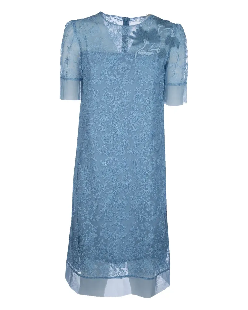 Ermanno Scervino Midikleid mit Blumenstickerei - Blau Blau