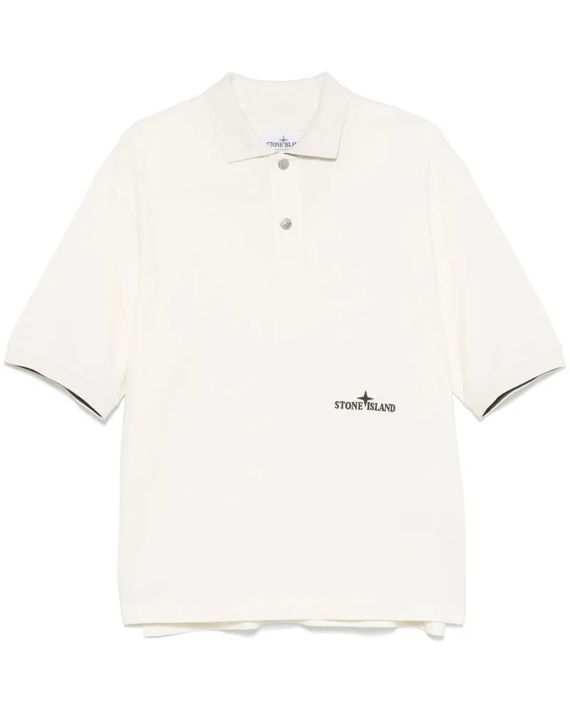 Stone Island Poloshirt mit Logo-Stickerei - Weiß Weiß