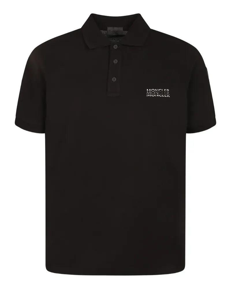 Moncler logo-embroidered polo shirt - Schwarz Schwarz
