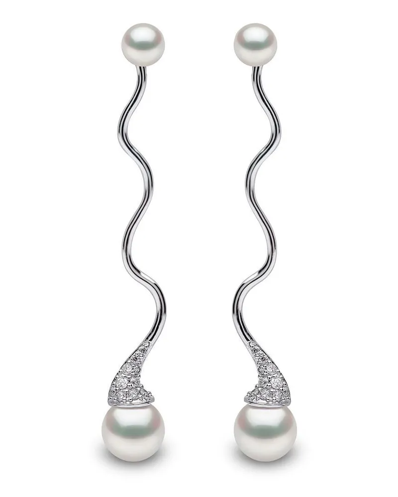 YOKO London 18kt Sleek Weißgoldohrringe mit Akoya-Perlen und Diamanten - Silber Silber