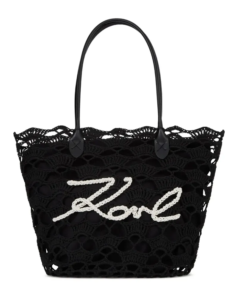 Karl Lagerfeld Signature Fan Strandtasche - Schwarz Schwarz