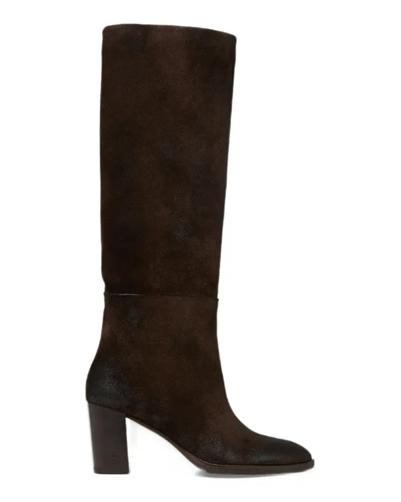 Marsèll Kniehohe Stiefel aus Wildleder mit poliertem Effekt - Braun Braun
