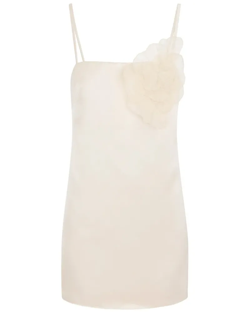 Elisabetta Franchi Satinkleid mit Blumenapplikation - Nude Nude