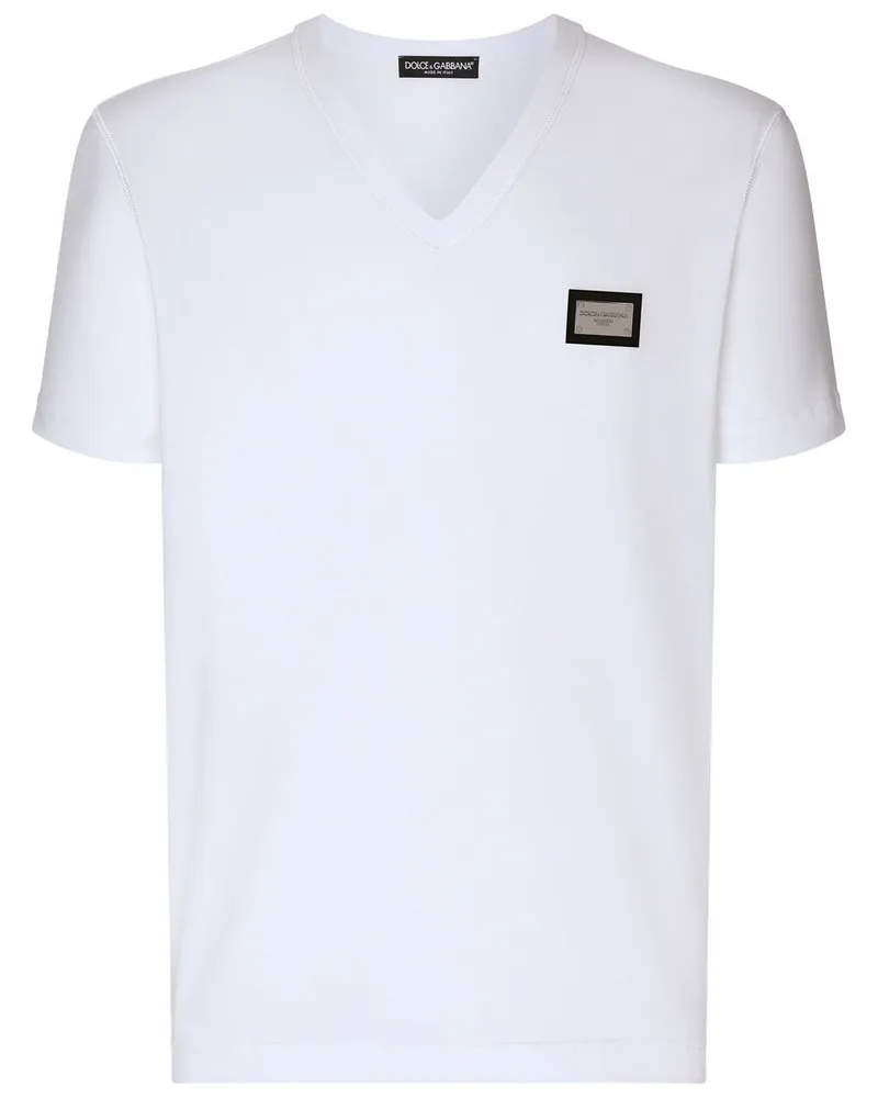 Dolce & Gabbana T-Shirt mit Logo-Schild - Weiß Weiß