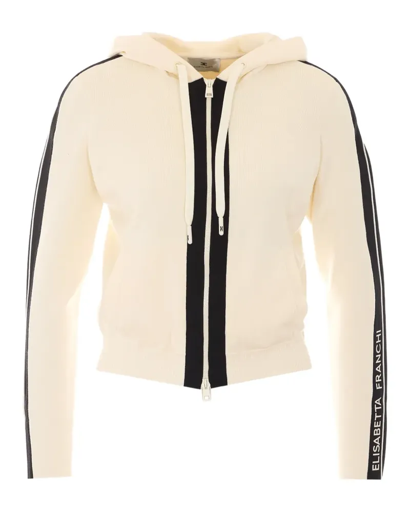 Elisabetta Franchi logo-knit zip-up hoodie - Nude Nude