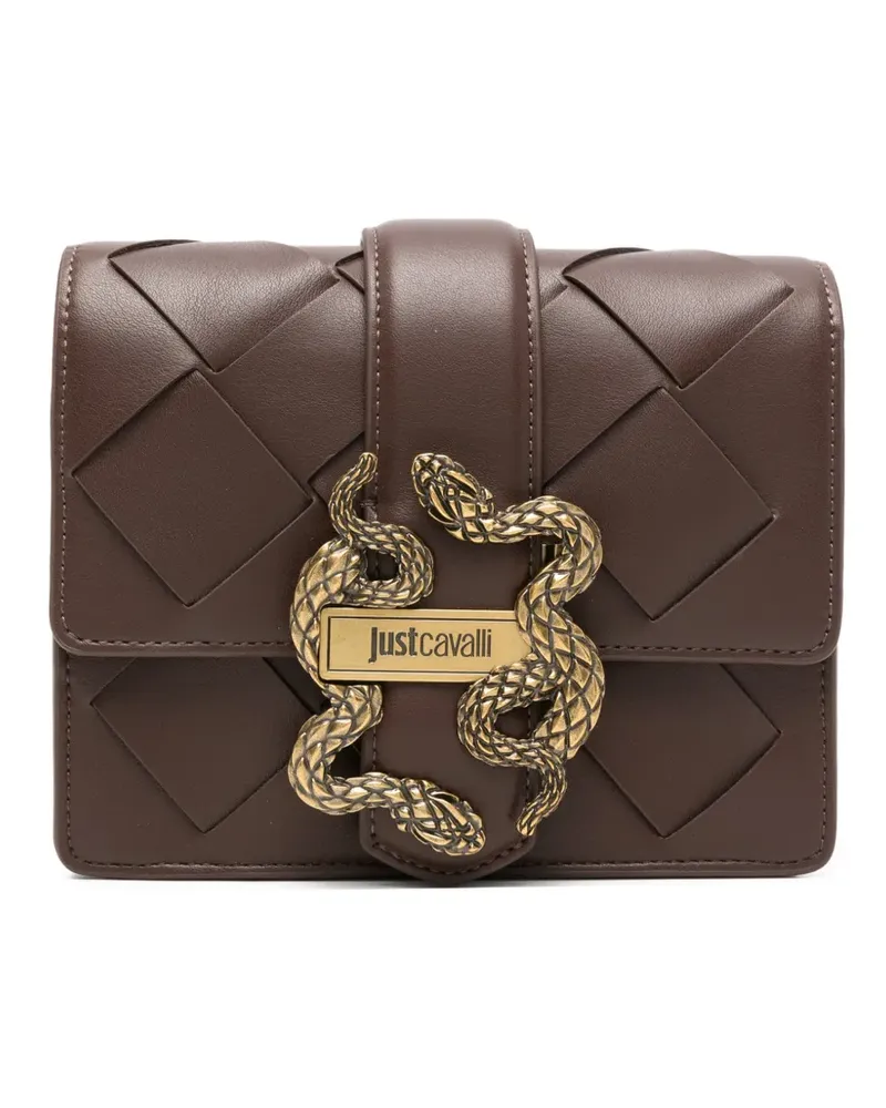 Just Cavalli woven snake leather satchel - Braun Braun