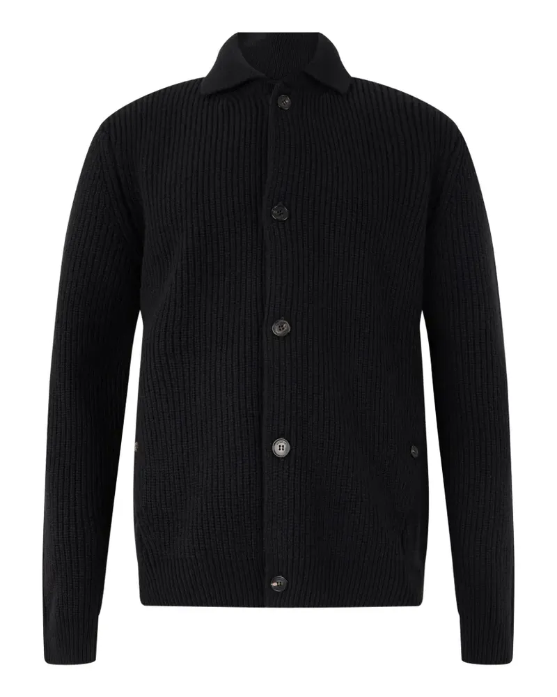 Slowear Gerippter Cardigan mit Knöpfen - Schwarz Schwarz