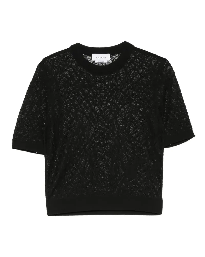 Alexander McQueen lace-knit short-sleeve top - Schwarz Schwarz