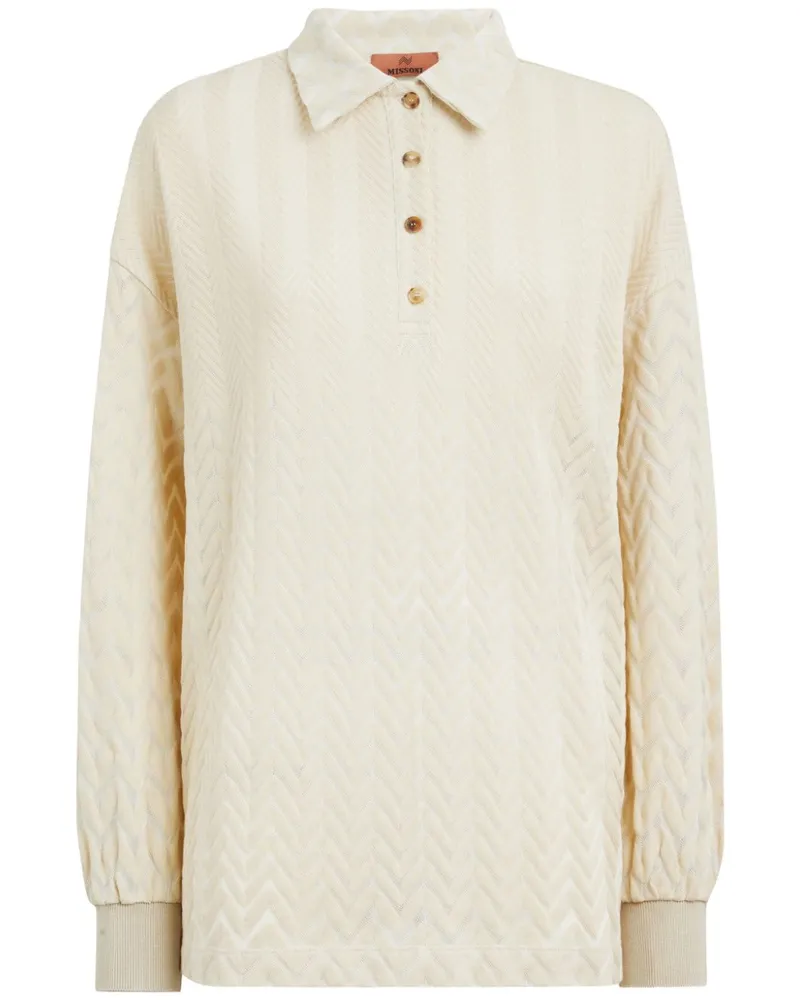 Missoni Gestricktes Poloshirt mit Zickzackmuster Nude