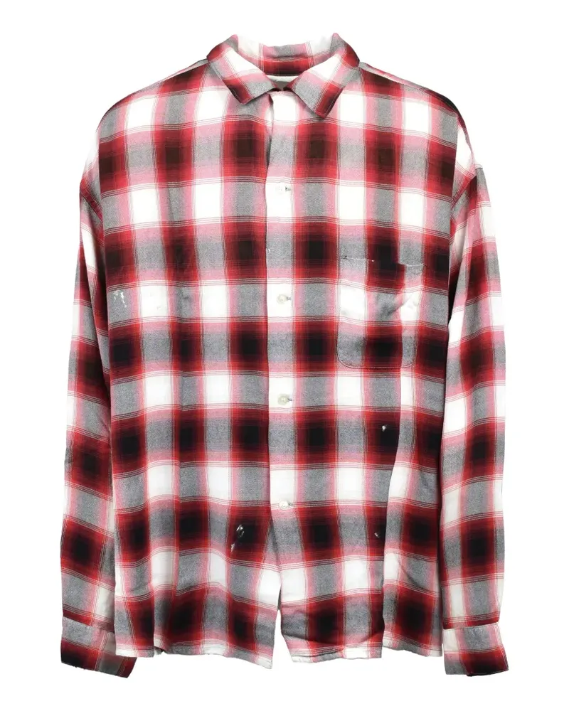 SAINT MXXXXXX check-pattern distressed shirt - Rot Rot