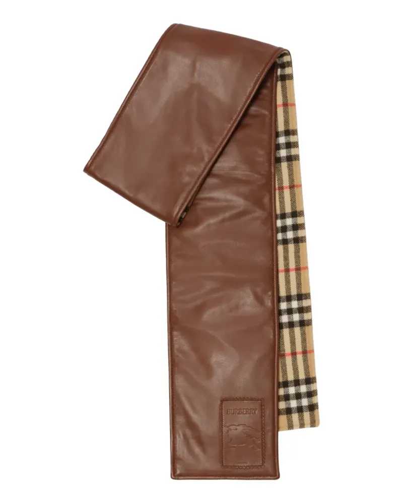Burberry narrow reversible Check and leather scarf - Braun Braun