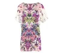 Seidenbluse mit Blumen-Print - Weiß