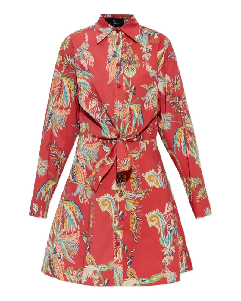 Etro paisley-print knot-detail shirt mini dress - Rot Rot