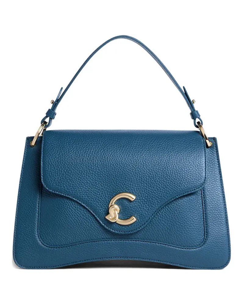 Coccinelle Mittelgroße Schultertasche mit Logo-Detail - Blau Blau