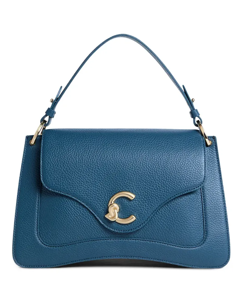 Coccinelle Mittelgroße Schultertasche mit Logo-Detail - Blau Blau