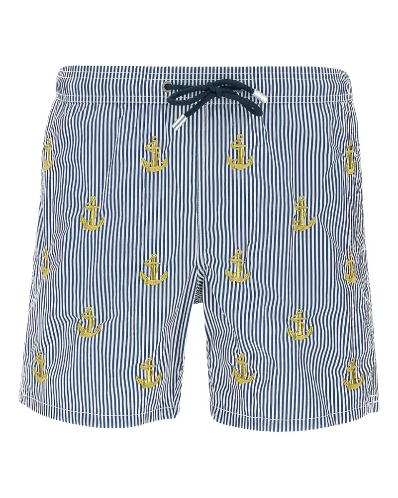 MC2 Saint Barth Gustavia striped anchor-embroidered swim shorts - Blau Blau
