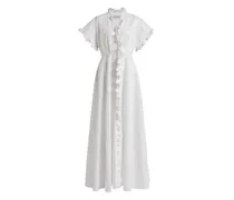 Gerüschtes Maxikleid mit Ösen - Weiß