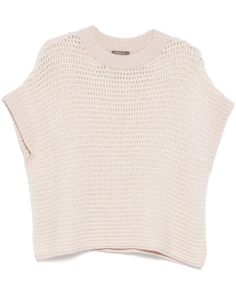 N.Peal Poncho mit Mesh-Steppung - Rosa Rosa