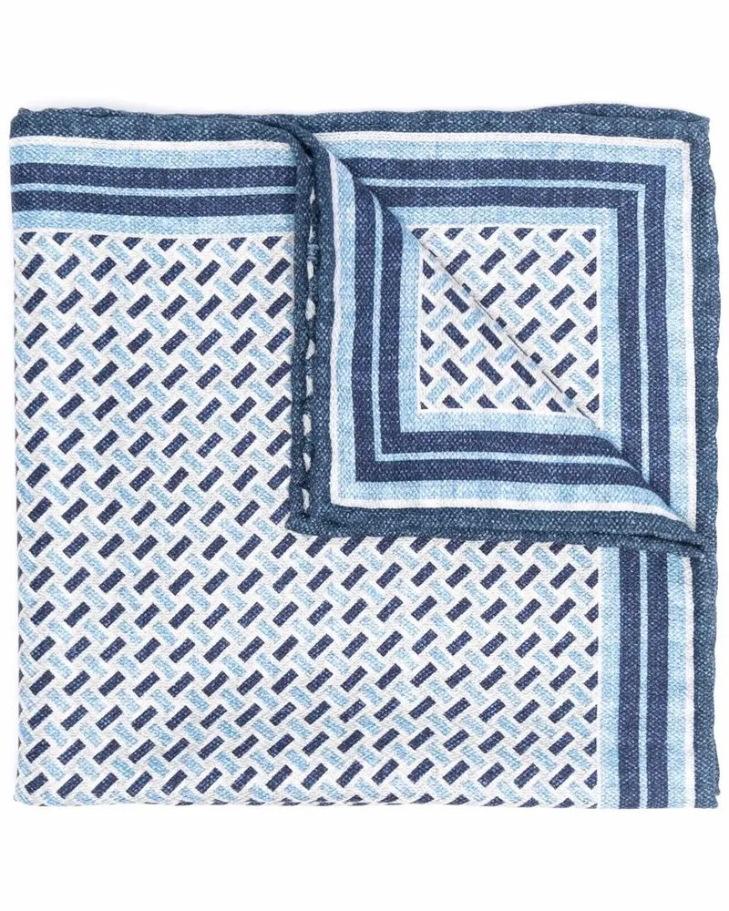 Brunello Cucinelli Geometrisch gemustertes Einstecktuch - Blau Blau
