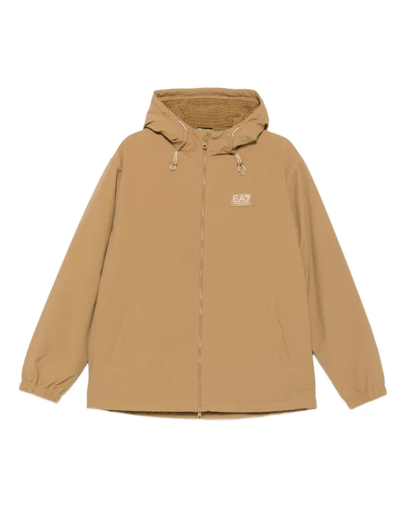 EA7 Kapuzenjacke mit Logo-Patch - Nude Nude