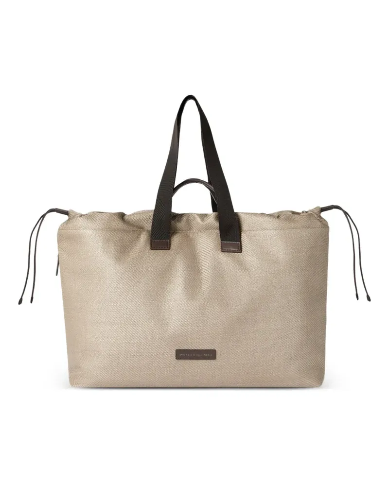 Brunello Cucinelli Kleine Freizeittasche mit Raffiabast-Effekt - Nude Nude