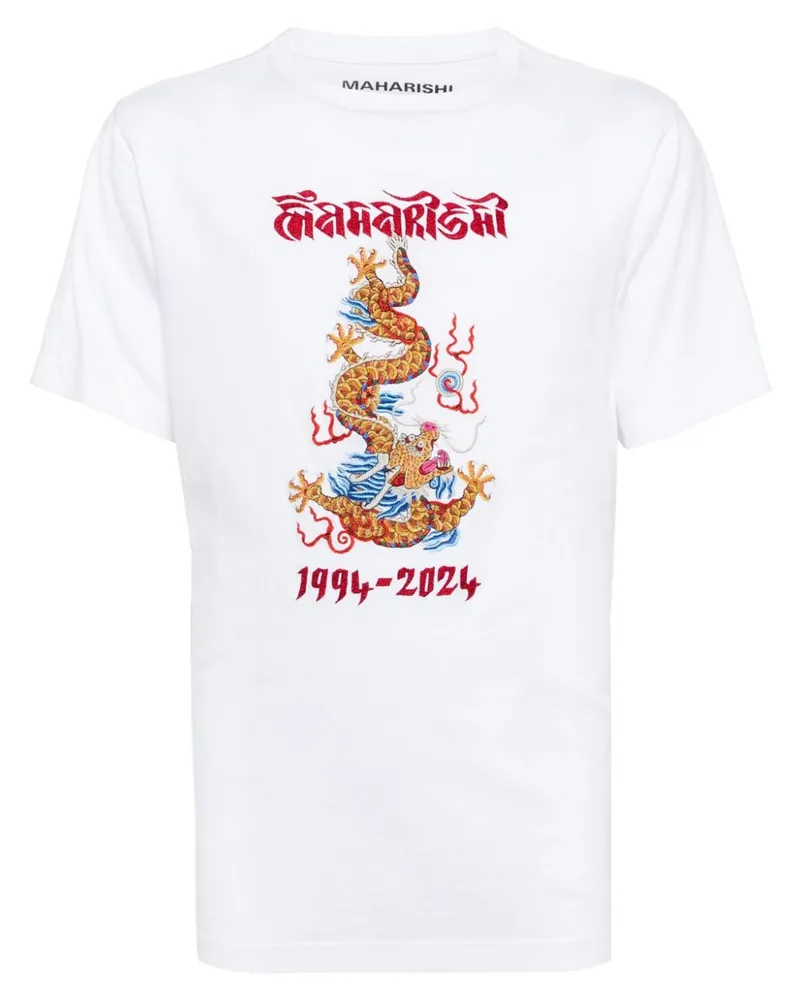 maharishi Descending Dragon T-Shirt aus Bio-Baumwolle Weiß