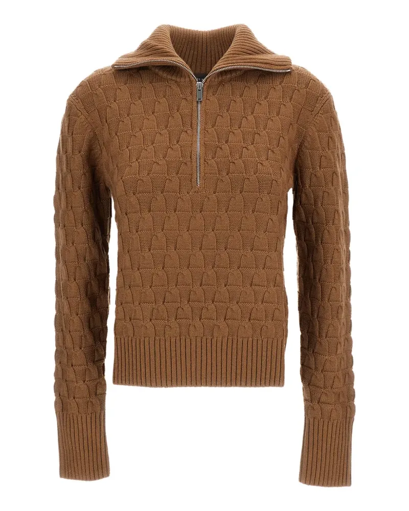 Wales Bonner basket-weave half-zip sweater - Braun Braun