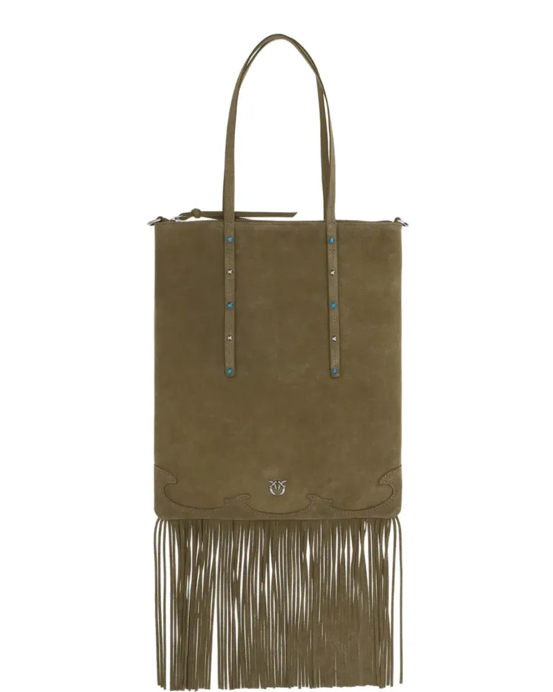 Pinko fringed studs suede mini tote bag - Grün Grün