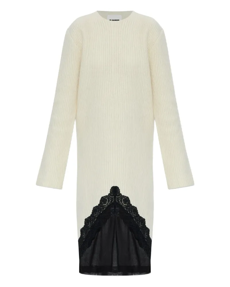 Jil Sander Midikleid mit Spitzeneinsatz - Nude Nude