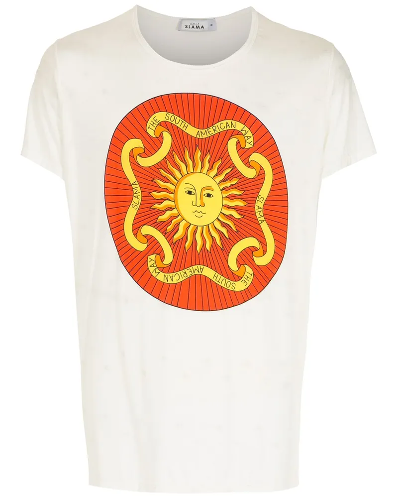 Amir Slama T-Shirt mit Sol-Print - Weiß Weiß