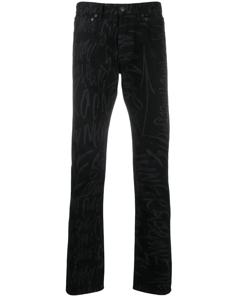 TheSoloIst Hose mit Graffiti-Print Schwarz