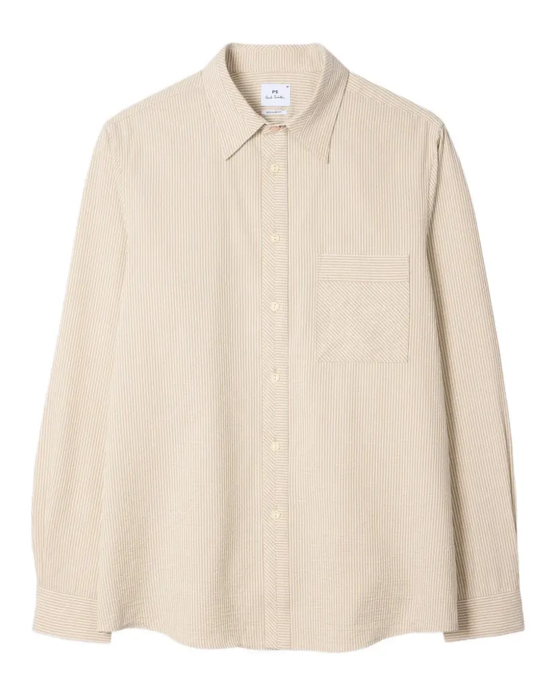 Paul Smith regular-fit taupe textured-stripe shirt - Nude Nude