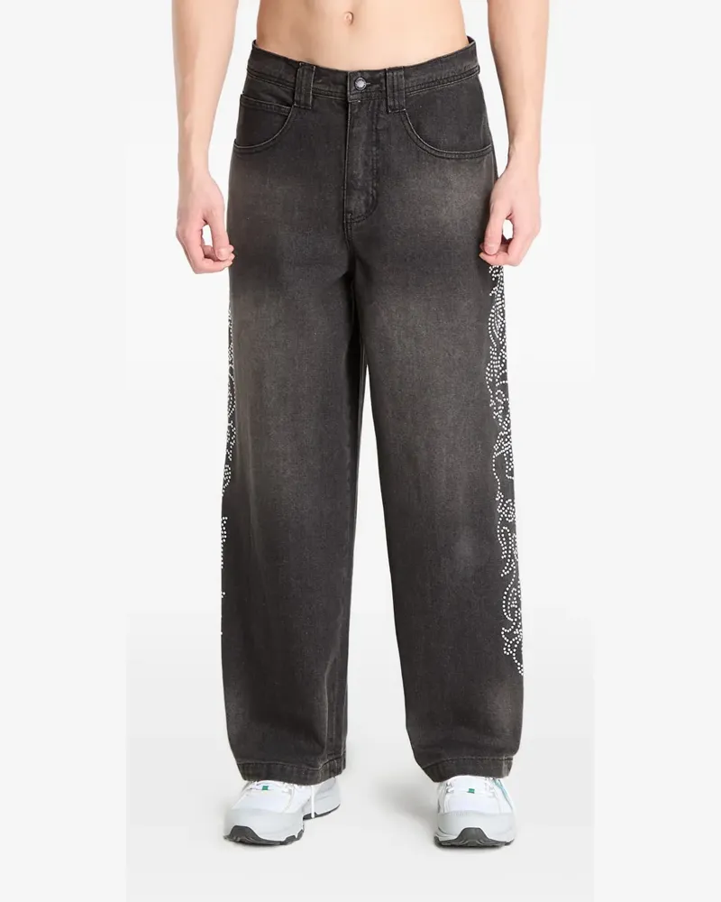 Ripndip Ausgeblichene  Jeans mit Strass - Schwarz Schwarz