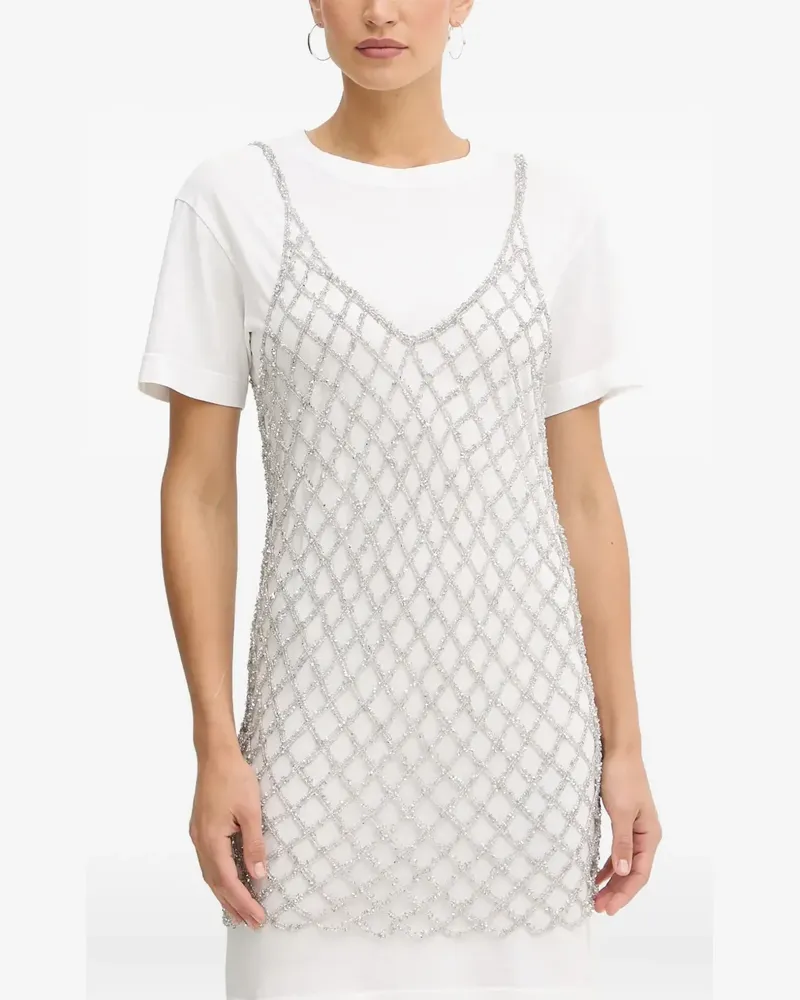 Pinko Verziertes Minikleid aus Mesh - Weiß Weiß
