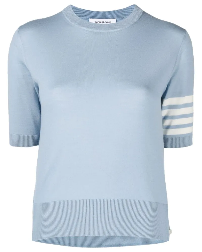Thom Browne T-Shirt mit Streifenlogo - Blau Blau