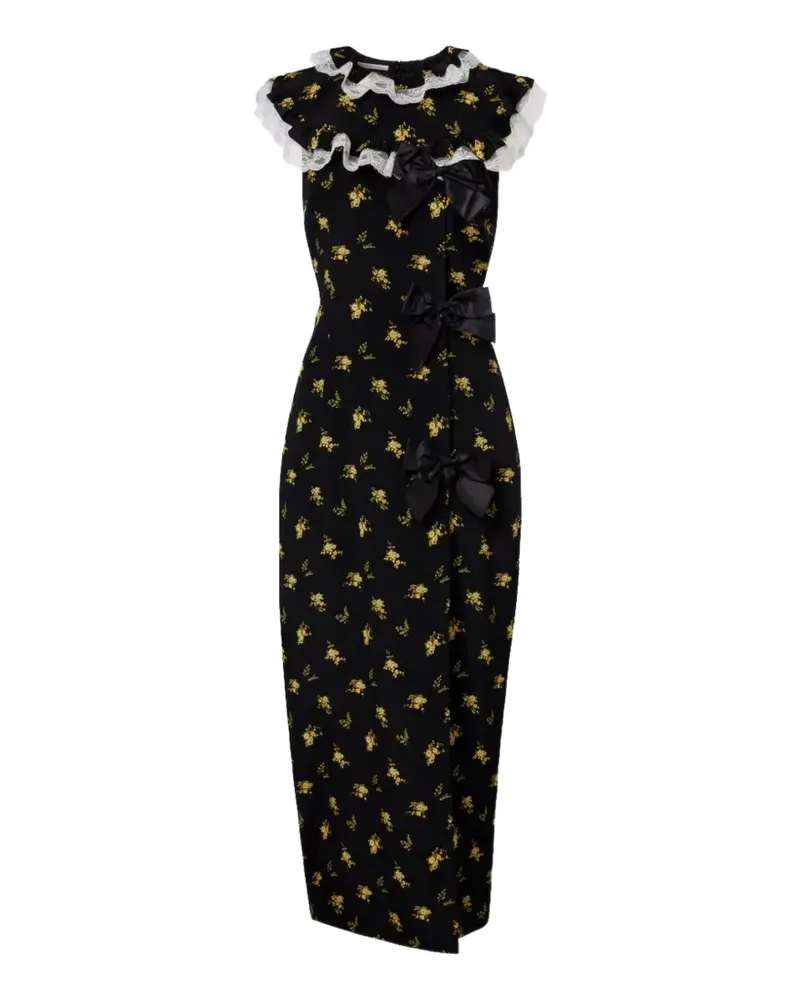 Alessandra Rich Gerüschtes Kleid mit Schleife - Schwarz Schwarz