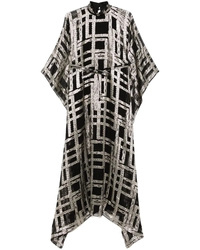 Taller Marmo Kariertes Maxikleid - Schwarz Schwarz